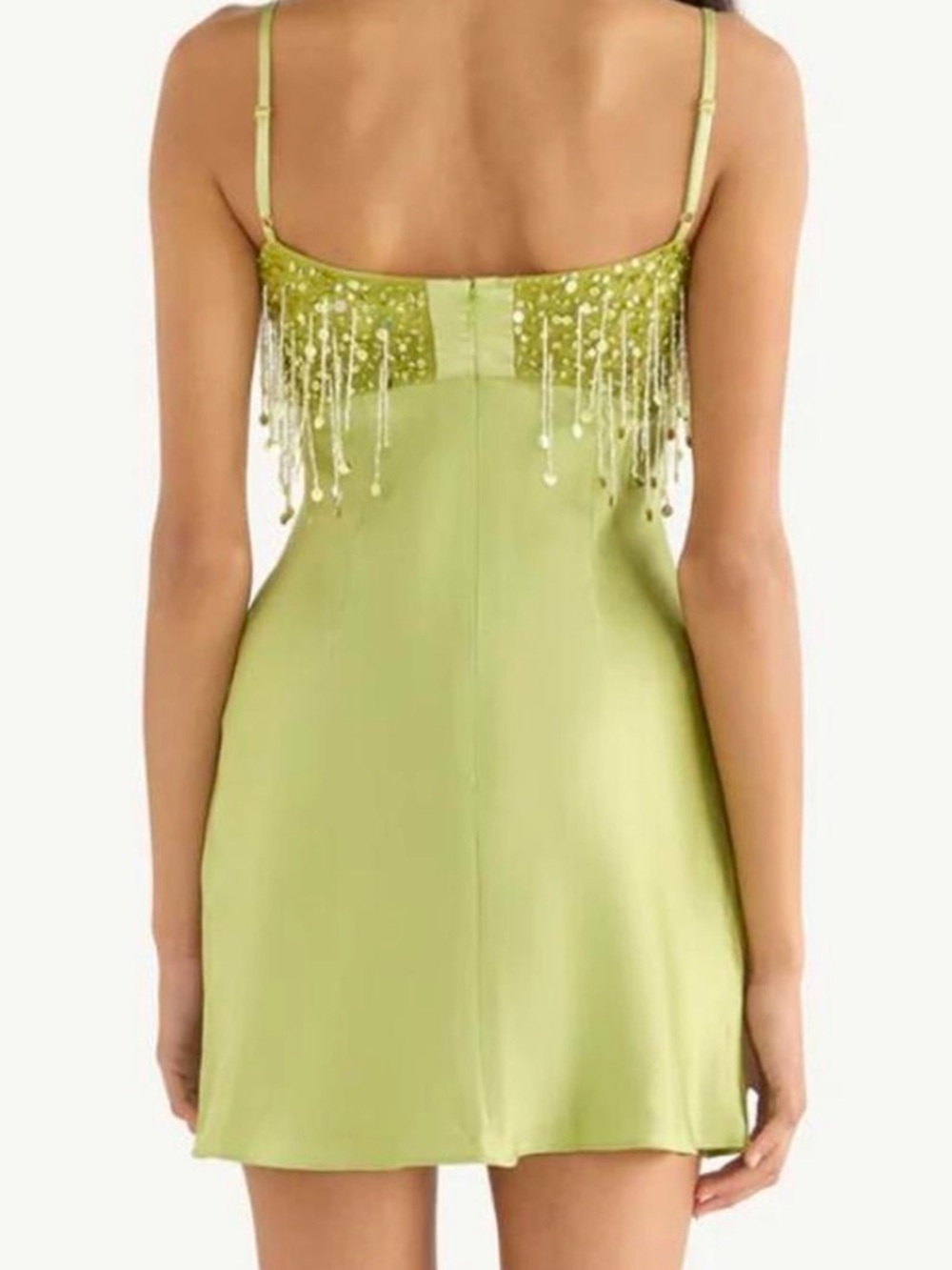 Yasmin Hand Beaded Mini Dress - Chartreuse Asta Resort - Picture 4 of 6